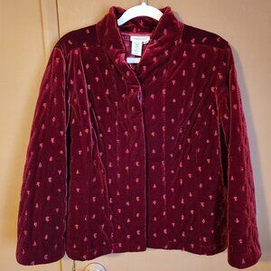 Velvet Like Jacket Embroidered Fully Lined Size PM